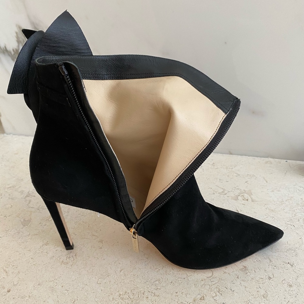 Jimmy Choo-Kassidy Suede Booties/Leather Bow - Picture 7 of 7